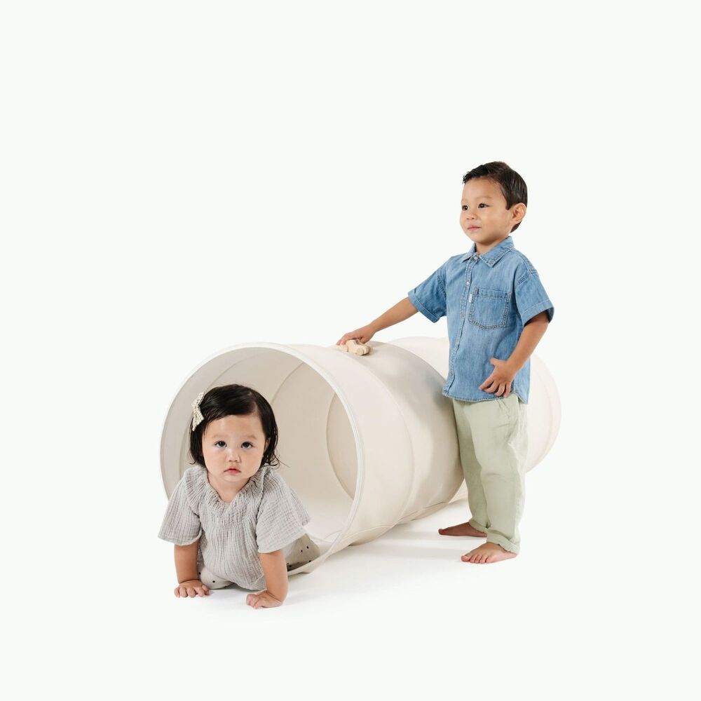 Gathre Children's Play Tunnel - Ivory / Leather Ties / Minimalist Easy Storage